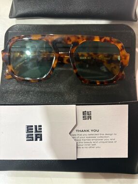 Elisa Johnson Tortoiseshell Sunglasses with Blue Lenses